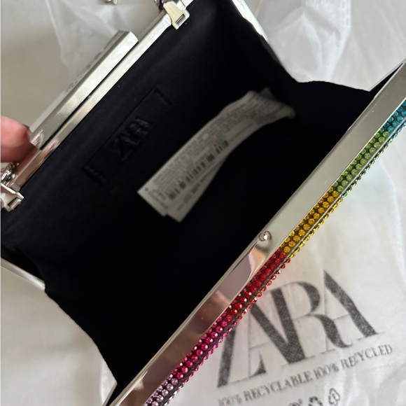 NWT Zara Rainbow Embellished Rhinestone Crossbody Clutch Evening Rare - Picture 7 of 9